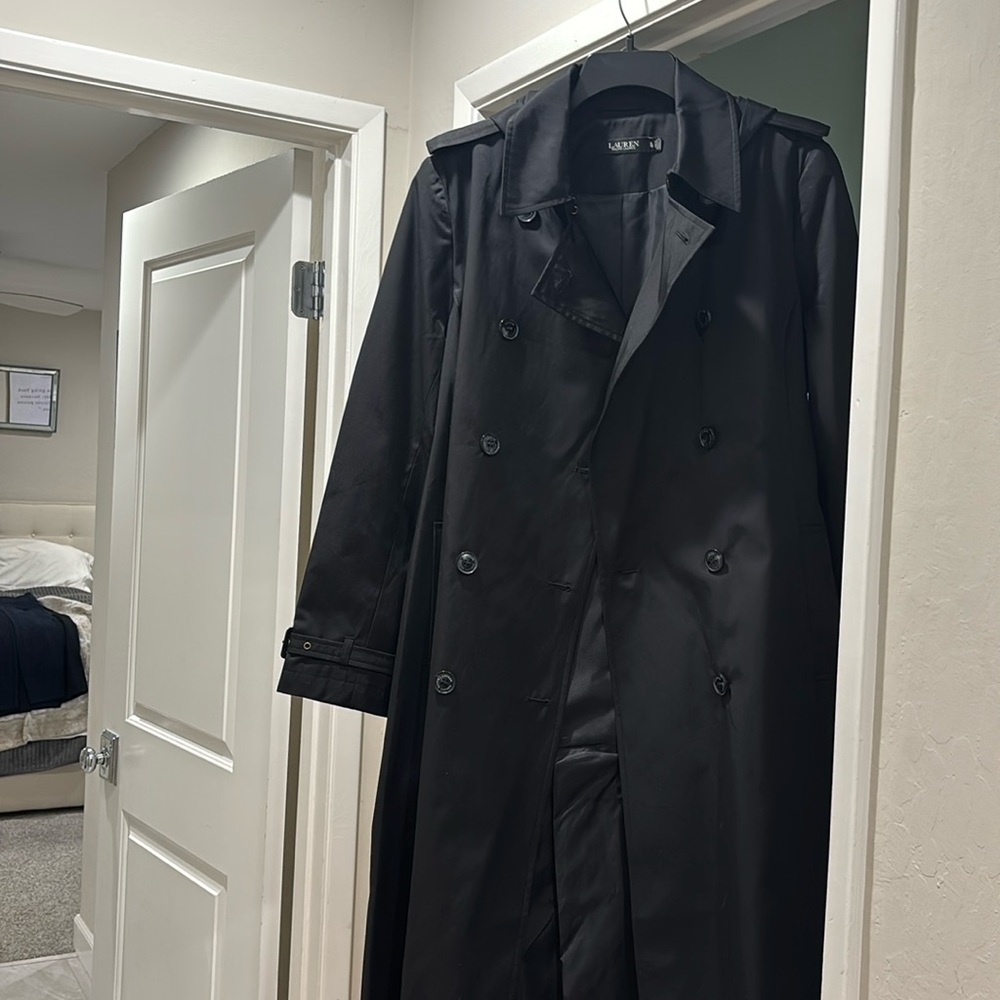 Black trench rain coat